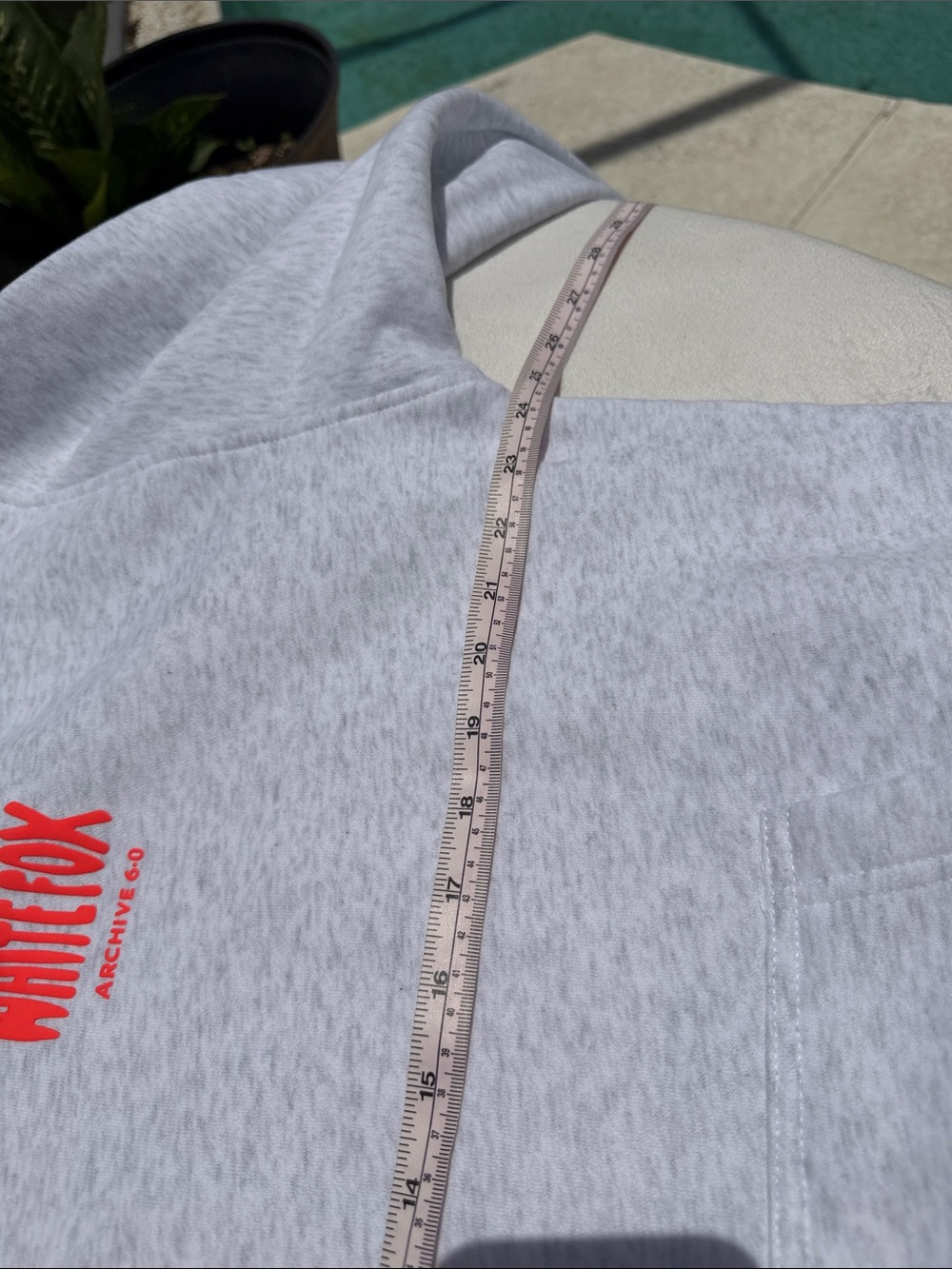 White Fox Boutique Gray Hoodie with Neon Coral Back Graphic - Picture 13 of 15
